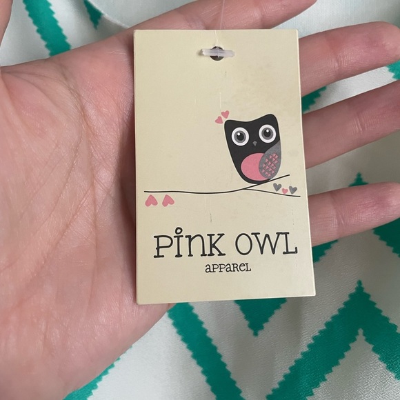 Pink Owl Green & White Dress. New With Tags. - Picture 7 of 7